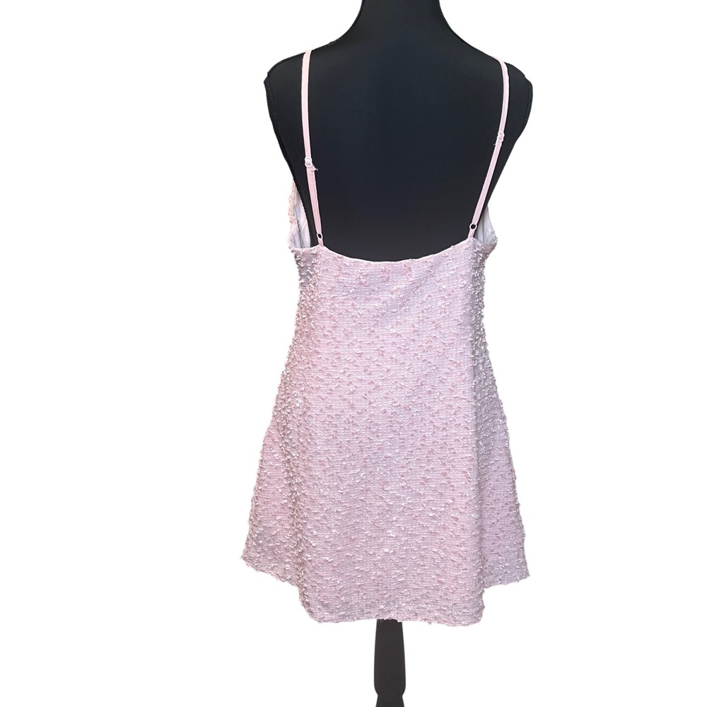 Lulus Pop the Bubbly Pink Preppy Tweed Mini Shift Party Dress Light Pink Sz L - Picture 6 of 14